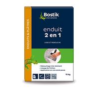 Bostik Intonaco di levigatura e rimboschimento 2 in 1, tappatura molto resistente fino a 1 cm, levigatura di finitura, in polvere, bianco, sacchetto da 15 kg