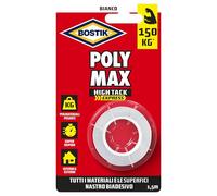 Bostik Poly Max Biadesivo High Tack Express bianco super potente tiene fino a 150 kg a rotolo