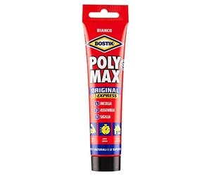 Bostik Poly Max Original Express Colla di Montaggio e Sigillante Universale Super Rapido e Super Forte, colore Bianco, Tubetto 165 gr