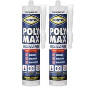Bostik Poly Max Sigillante Trasparente - Sigillante universale polimerico permanentemente elastico e verniciabile, non ritira e resiste alle muffe (Confezione da 2)