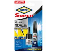 Bostik Super 3D Filler Adesivo Istantaneo Riempitivo Trasparente 9 g 3 g