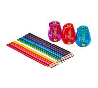 BOSTITCH Office Twist-N-Sharp Manual Pencil Sharpener 3-Pack with 12