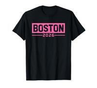 Boston 2026 Pink Vacation Massachusetts MA Souvenirs Maglietta