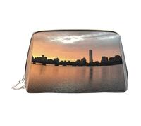 Boston Charles River City Skyline Sunset borsa per trucchi in pelle trousse da viaggio organizer per articoli da toeletta