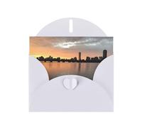 Boston Charles River City Skyline Tramonto biglietti singoli con buste, biglietti di auguri Thinking Of You, biglietti di incoraggiamento