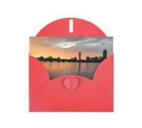 Boston Charles River City Skyline Tramonto biglietti singoli con buste, biglietti di auguri Thinking Of You, biglietti di incoraggiamento