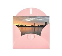 Boston Charles River City Skyline Tramonto biglietti singoli con buste, biglietti di auguri Thinking Of You, biglietti di incoraggiamento