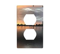 Boston Charles River City Skyline Tramonto Presa Elettrica Coperture, Dimensioni Standard 1-Gang 11,4 x 7 cm, Policarbonato Termoplastico infrangibile