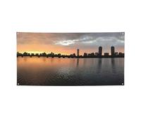Boston Charles River City Skyline Tramonto Sfondo Banner Festività Banner Decorare Banner Decorazione Per Laurea Evento Matrimonio