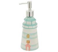 Boston International Dispenser di sapone in ceramica Coastal Nautical Beach riutilizzabile bottiglia di sapone liquido per le mani con pompa, 368,5 g, Lagoon Life Lighthouse