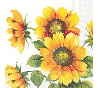 Boston International IHR - Tovaglioli di carta a 3 strati, 12,7 x 12,7 cm, motivo: girasoli colorati