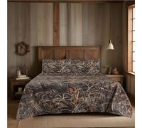 Boston Linen Company Realtree Max 4, set di biancheria da letto matrimoniale in policotone, 3 pezzi, stile rustico, per capanna e caccia, perfetto per camera da letto a tema mimetico (99 x 190,5 cm)