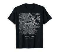 Boston Massachusetts Mappa della Città Minimalista Strade Maglietta