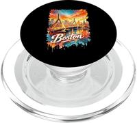 Boston, Massachusetts, orizzonte, acquerello, souvenir PopSockets PopGrip per MagSafe