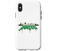 Boston, orizzonte, verde, gocciolamento, graffiti, arte urbana Custodia per iPhone X/XS