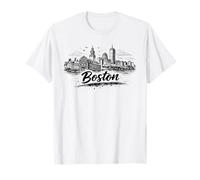 Boston, Skyline Città, Urbano, Schizzo, Disegno Maglietta