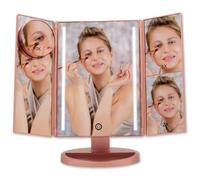 Boston Tech Specchio trucco con luci Bellatrix Ingrandimento 1X/2X/3X/10X | 3 pannelli regolabili + barra luminosa LED + rotazione regolabile a 180° | Alimentazione doppia + schermo tattile