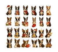 Boston Terrier 2025-24 Day 2d, Acrylic Animal Christmas Countdown Cute Dog Pendant Decorations for Home, Room Car Apartment | Birthday Holiday Party Classroom School
