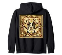 Boston Terrier Art Deco Stile retrò Cane Design Felpa con Cappuccio