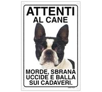 BOSTON TERRIER Attenti al cane morde sbrana uccide e balla sui cadaveri 20X30