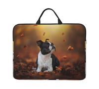 Boston Terrier Autumn Bokeh Cani Cani, Custodia per laptop da 14 pollici, borsa per notebook, custodia per laptop, valigetta con maniglia