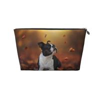 Boston Terrier Autunno Bokeh Cani Cani, Borsa da toilette Borsa per trucco Borsa per cosmetici Borsa da toilette da viaggio portatile