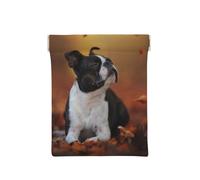 Boston Terrier Autunno Bokeh Cani Cani, Spremere il portafoglio superiore da donna Borsa portaoggetti Piccola portamonete Portamonete