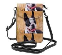 Boston Terrier Bokeh Cani Animali domestici Boston Terrier,Borsette per cellulari da donna, piccole borse a tracolla - Portafoglio per cellulare in pelle PU con scomparti per carte di credito