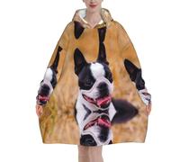 Boston Terrier Bokeh Cani Animali Domestici Boston Terrier,Felpa con cappuccio oversize da donna, felpa con cappuccio, coperta in flanella