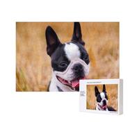 Boston Terrier Bokeh Cani Animali Domestici Boston Terrier,Puzzle in legno da 300 pezzi per famiglie, per adulti e adolescenti, decorazioni per la casa