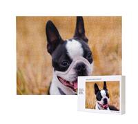 Boston Terrier Bokeh Cani Animali Domestici Boston Terrier,Puzzle in legno da 500 pezzi, gioco di famiglia, puzzle per adulti e adolescenti, decorazioni per la casa