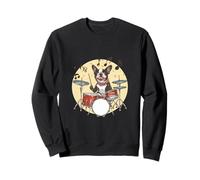 Boston Terrier Cane che suona la batteria Musicista Dog Rock Band Felpa