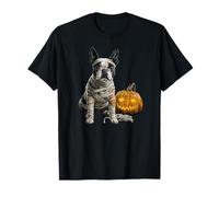 Boston Terrier Cane Mummia Happy Halloween Uomo Donna Maglietta