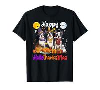 Boston Terrier Cane Natale Ringraziamento Happy Halloween Maglietta
