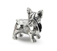 Boston Terrier Cane Perlina .925 Argento Sterling Antichizzato Finitura
