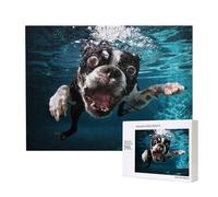Boston Terrier cane subacqueo,Puzzle in legno da 500 pezzi, gioco di famiglia, puzzle per adulti e adolescenti, decorazioni per la casa