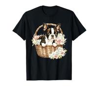 Boston Terrier - Cestino per Cani con Fiori, per lei Maglietta