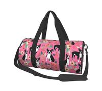 Boston Terrier con i fiori, Borsone da viaggio di grande capacità Borsa rotonda Borsa da viaggio sportiva Borsa da viaggio Borsa da fitness