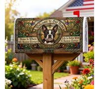 Boston Terrier - Coperture magnetiche per cassetta postale in vetro | Stile artistico in vetro colorato, copertura per cassetta delle lettere, tema ritratto animale, attacco magnetico