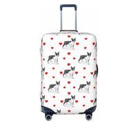 Boston Terrier - Copribagagli da viaggio con motivo a cuori di cane, elastici, 45-81 cm, Nero , L