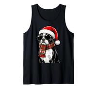 Boston Terrier Dog Bostie Santa Hat Plaid Sciarpa Occhiali da Sole Canotta