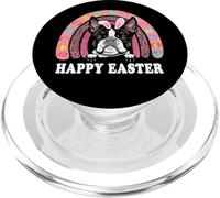 Boston Terrier Dog Easter Bunny Eggs Hunting Boho Rainbow PopSockets PopGrip per MagSafe