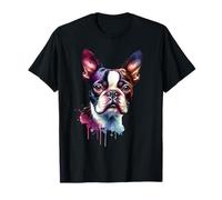 Boston Terrier Dog Opere d'arte Maglietta