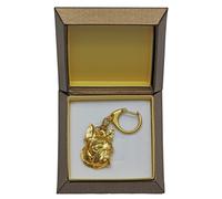 Boston Terrier - Dorato Portachiavi Con Cane IN Scatola Regalo, Handtasc