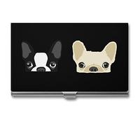Boston Terrier e Bulldog Francese Friends, porta biglietti da visita personalizzato, organizer tascabile professionale, per uomini e donne, Stile:, Taglia unica, MHXYZHW