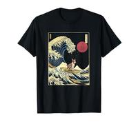Boston Terrier giapponese Kanagawa Wave divertente cane da surf Maglietta