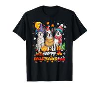 Boston Terrier Happy Hallothanksmas Dog Lover Christmas Maglietta