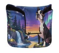 Boston Terrier Howling at The Moon Golf Club Cover magnetica per putter per la maggior parte delle marche in pelle PU impermeabile