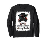 Boston Terrier Kinda Busy Being A Dog Mom Messy Bun Maglia a Manica