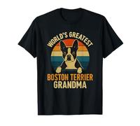 Boston Terrier Nonna Vintage Dog Lover World's Greatest Maglietta